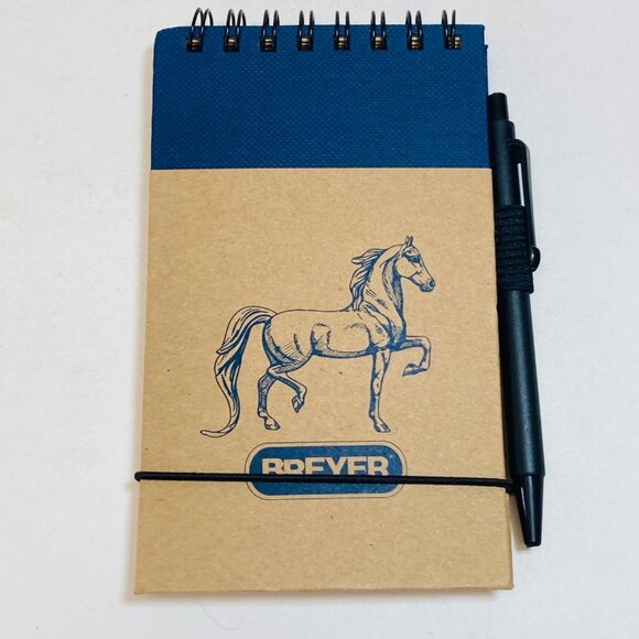 Breyer Spiral Notebook With Pen 4" x 6" Navy Tan Eco-Friendly Recycled Paper new - Picture 1 of 7